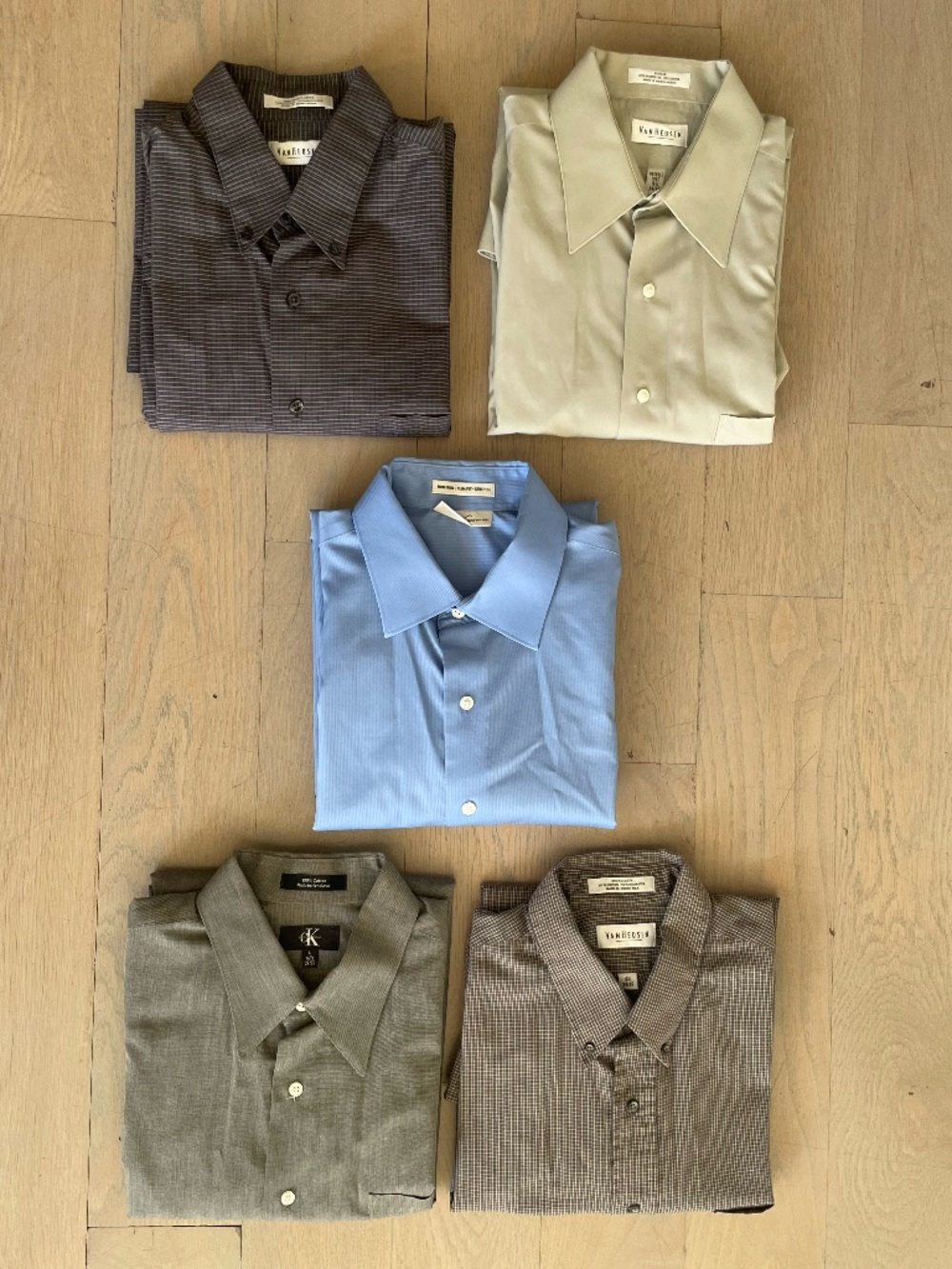 5 Men's Long-Sleeve Button Down Shirts 16.5 34/35 (Van Heus, C Klein, Ken Cole)